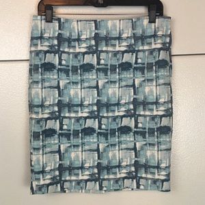 Dalia Blue Patterned Midi Skirt Size 8
